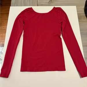 Red Fitted Long Sleeve Bodysuit